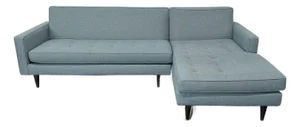 Room and Board Reese Modern Blue Sectional Sofa With Chaise