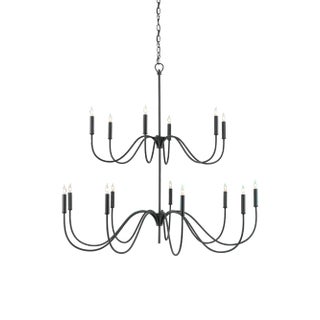 Currey & Company Tirrell Medium Black Chandelier For Sale
