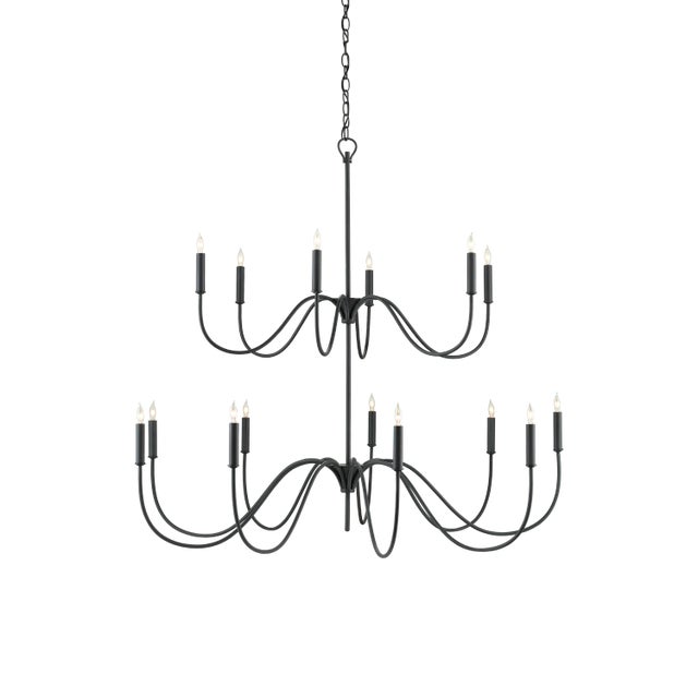 Currey & Company Tirrell Medium Black Chandelier For Sale