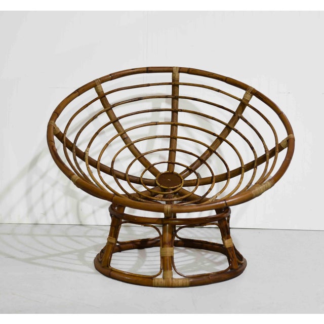 Mid 20th Century Vintage Rattan Bamboo Papasan Chair For Sale - Image 5 of 10