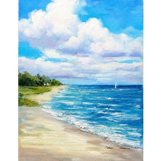 Original Coastal Seascape by Eric Son | Beach Shore Oil Painting 12x16 For Sale