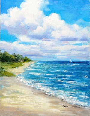 Original Coastal Seascape by Eric Son | Beach Shore Oil Painting 12x16