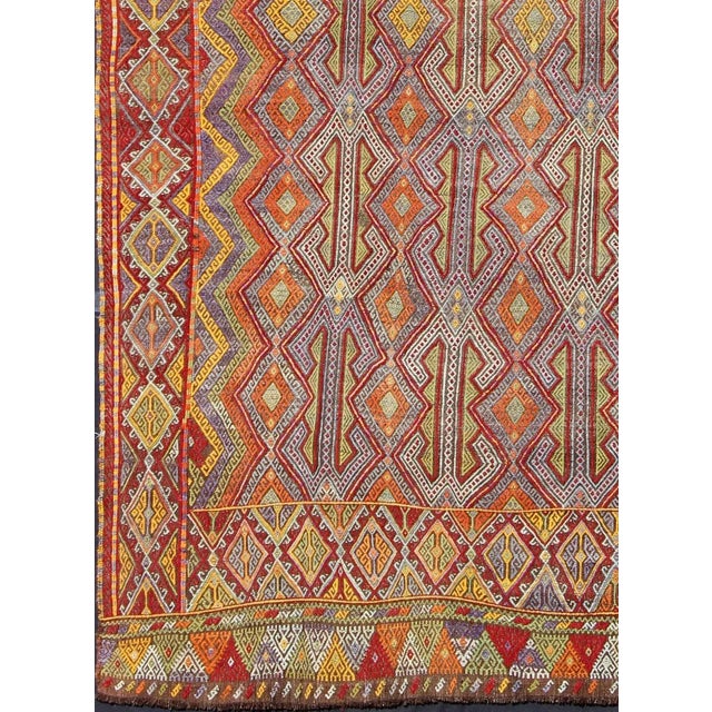 Large Vintage Turkish Embroidered Jejim in Bright and Colorful Tones, Keivan Woven Arts / rug EN-141128, country of origin...