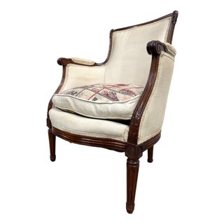 Antique French Louis XVI Style Equestrian Bergere Armchair For Sale