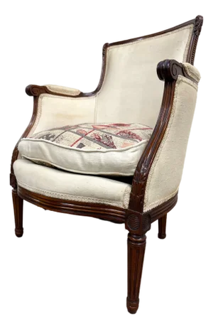 Antique French Louis XVI Style Equestrian Bergere Armchair