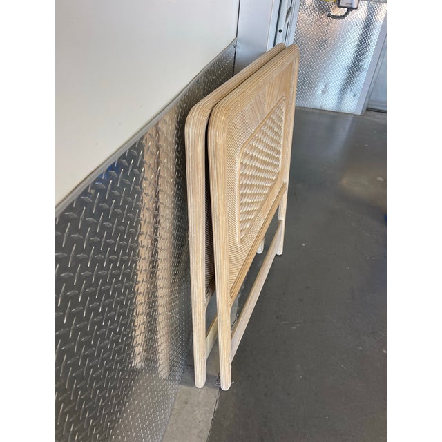 Wood Vintage Faux Pencil Rattan Twin Headboard Set, Wood For Sale - Image 7 of 12