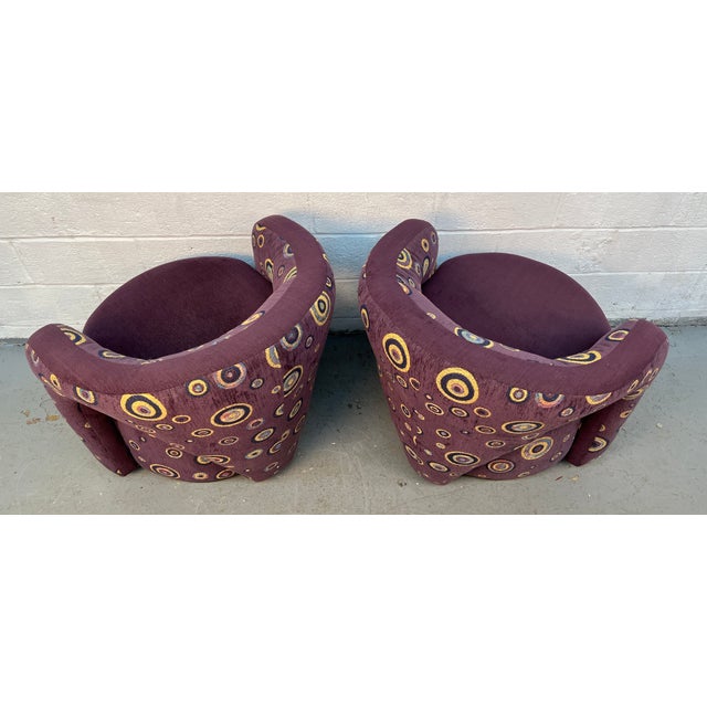 Purple Late 20th Century Unique Swiveling Lounge Chairs by Weiman For Sale - Image 8 of 12