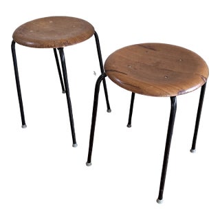 Pair of 1960s Arne Jacobsen Style Danish Teak Stacking Stools For Sale