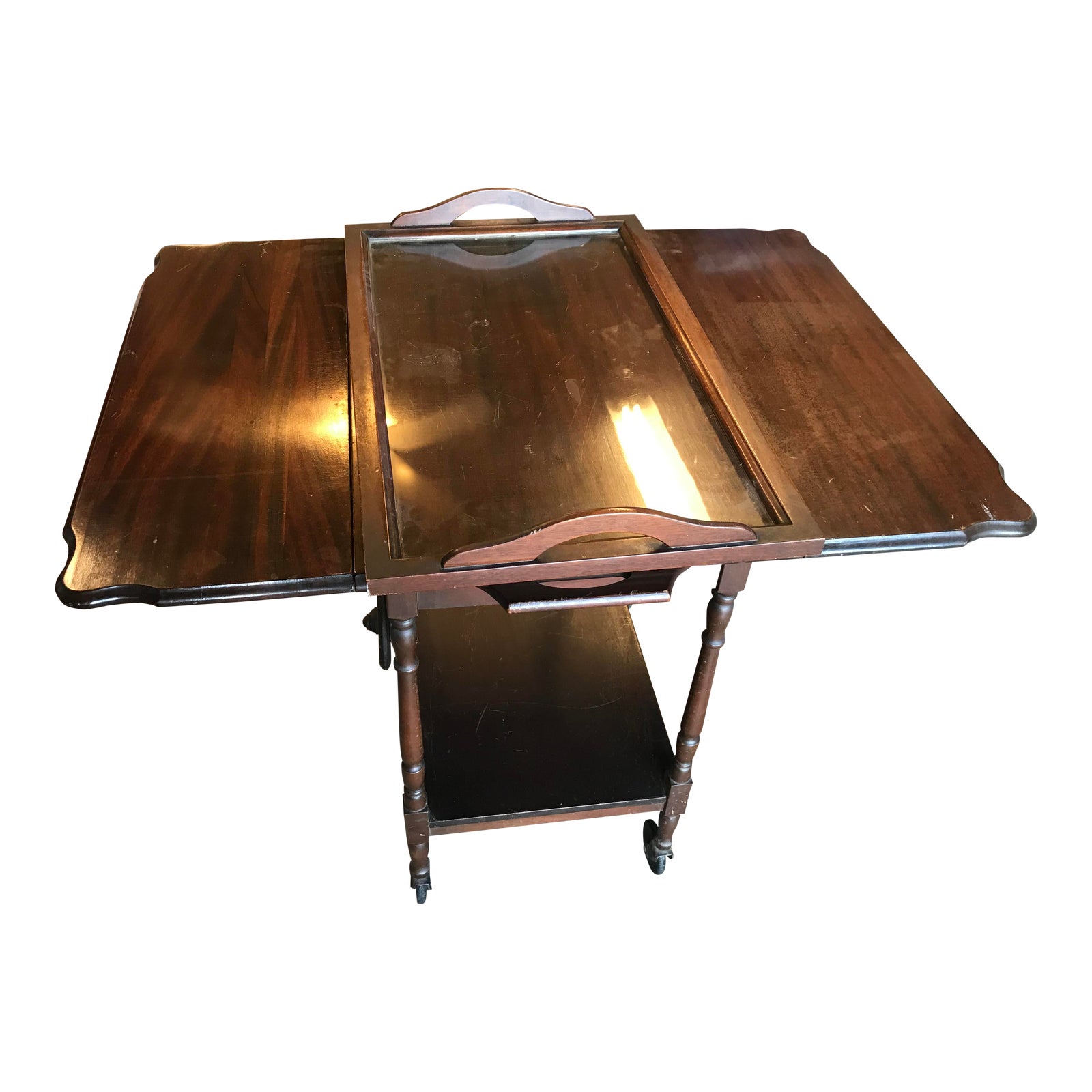 Vintage Drop Leaf Wood Tea Cart Trolley Server Chairish