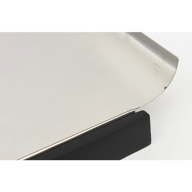 Vintage Stainless Steel and Black Wood Tray 1960's For Sale - Image 4 of 9