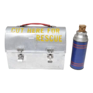 Vintage Aluminum "Victory" Domed Miner's Pail / Survivor Lunchbox With Corked Thermos