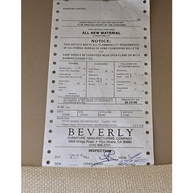 Beverly Furniture French Louis XV Fauteuil Off-White Heavy Linen Lounge Chair For Sale - Image 15 of 15