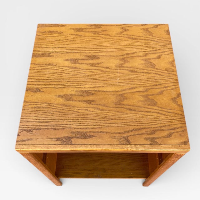 Mid 20th Century Mid 20th Century Minimalist Solid Oak Open Pedestal Cabinet or Media Stand For Sale - Image 5 of 18