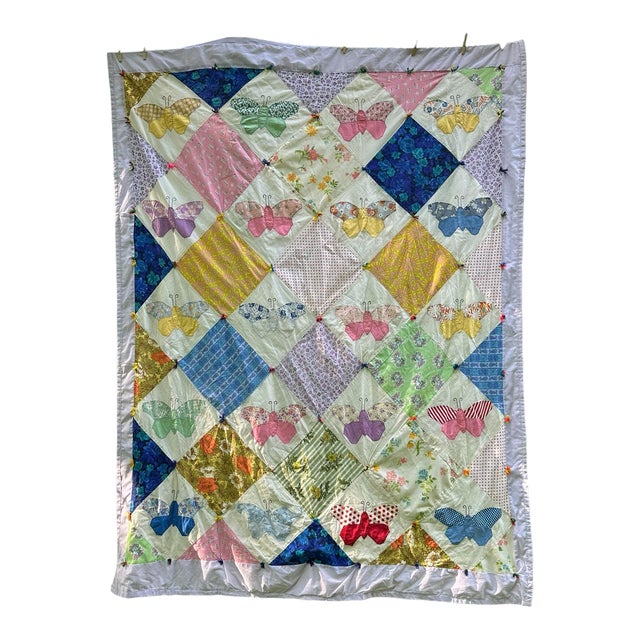 Vintage Butterfly Handmade Quilt For Sale
