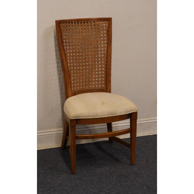 Century Furniture Century Furniture Solid Oak Rustic Country French Cane Back Dining Side Chair For Sale - Image 4 of 10