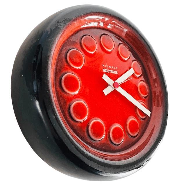 Vintage Space Age Fat Lava Ceramic Wall Clock from Kienzle, 1970s For Sale - Image 11 of 11