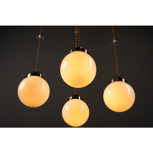 Art Deco Chandelier with Opal Glass Shades, Vienna, 1920s For Sale - Image 17 of 18