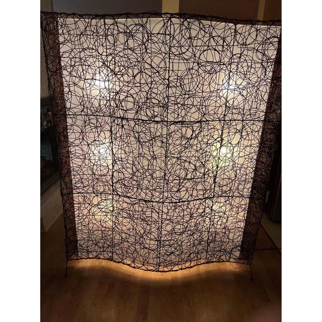 Mid-Century Modern Large 5 Ft X 4 Ft Vintage 1980s Wicker Floor Lamp With Waverly Design For Sale - Image 3 of 10