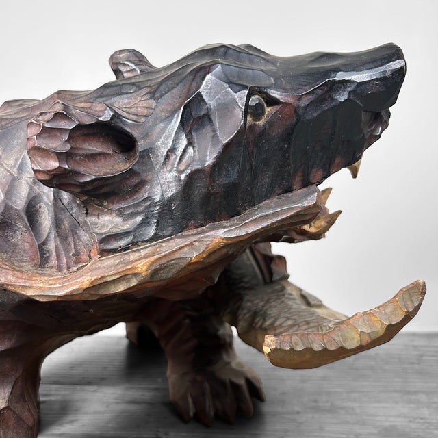 Japanese Hand-Carved Wooden Bear, 1950s For Sale - Image 17 of 18