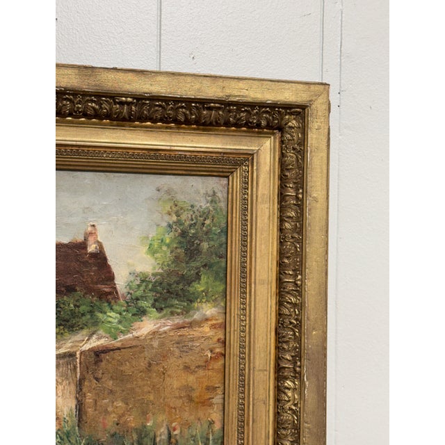 19th Century French Oil on Canvas Barn and Village For Sale In Nashville - Image 6 of 14