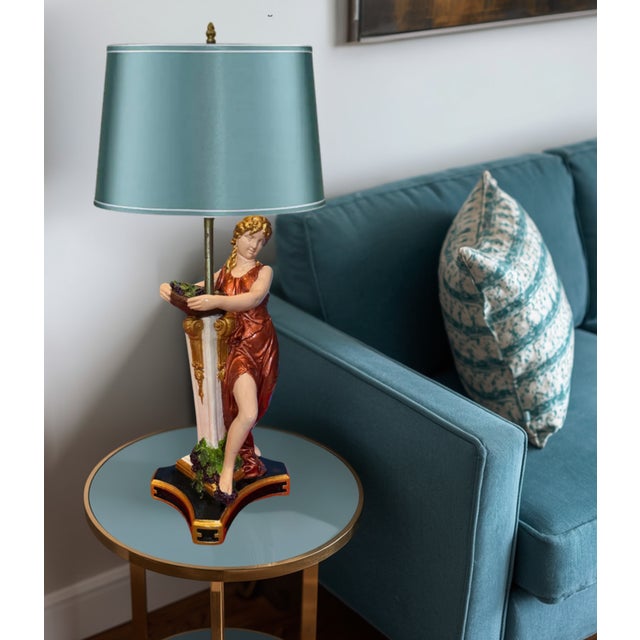 Mid-Century Grecian Women With Basket of Grapes Table Lamp For Sale - Image 10 of 12