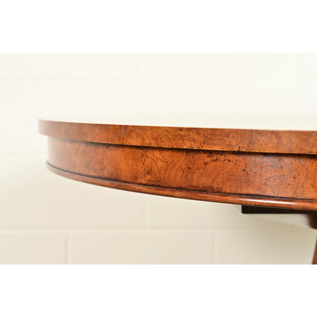 Wood Baker Furniture Stately Homes Collection Burl Wood and Parcel Ebonized Regency Center Table For Sale - Image 7 of 14