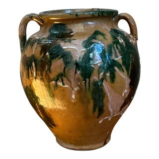 Vintage Multicolor Glazed Pottery Vase For Sale