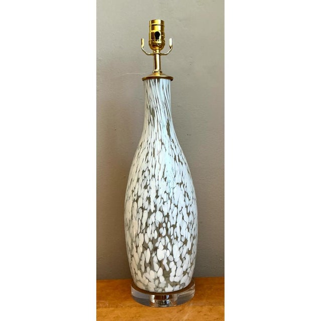 Mid-Century Modern Vintage Speckled Glass Table Lamp For Sale - Image 3 of 13