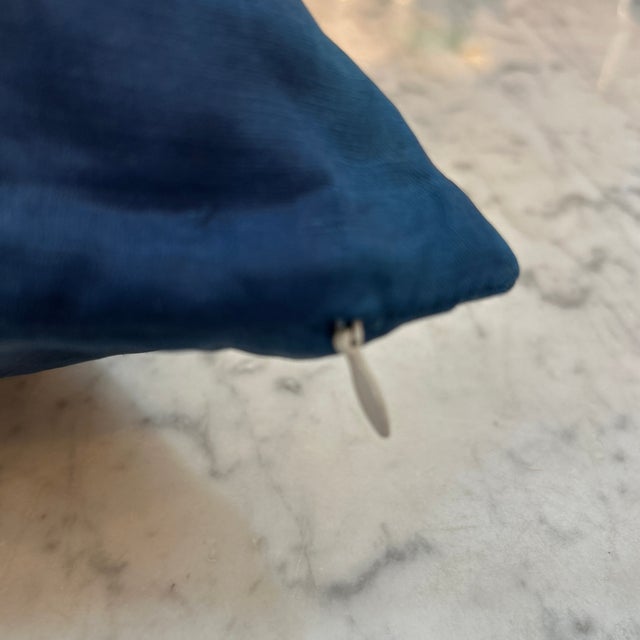 Alamwar Natural Hand Dyed Indigo Pillow With New Feather Down Insert For Sale In Miami - Image 6 of 8