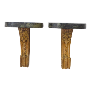 Antique Giltwood & Marble Brackets - A Pair