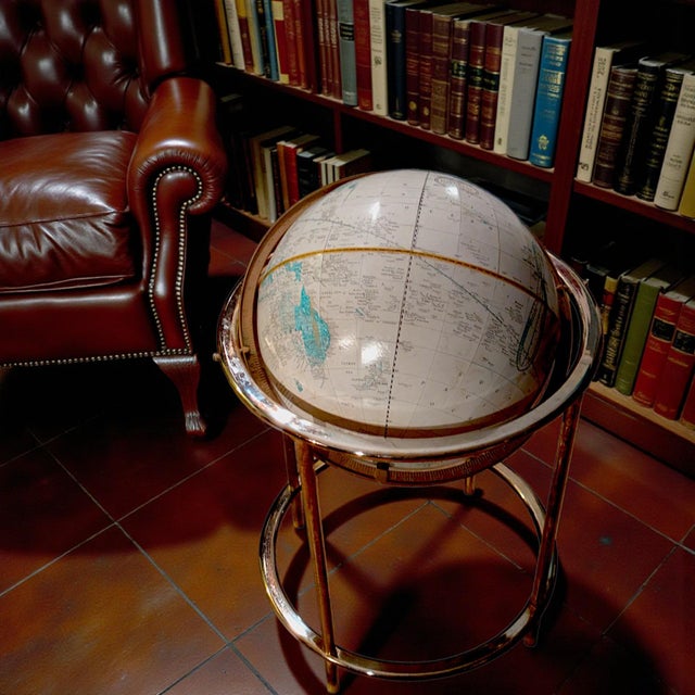 George F. Cram Collectible Cartographic Vintage 16" Cram's Imperial World Globe on Brass Toned Floor Stand For Sale - Image 4 of 11