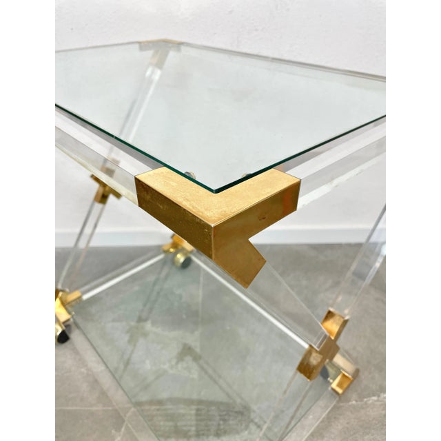 Acrylic Brass & Glass Serving Cart, Italy, 1970s For Sale - Image 12 of 13