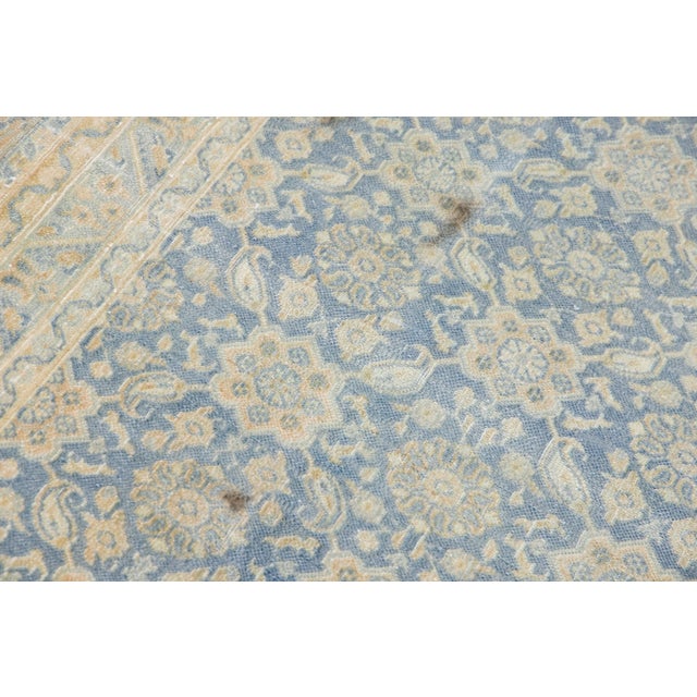 Antique Persian Tabriz Handmade Floral Pattern Blue Wool Rug For Sale In New York - Image 6 of 11