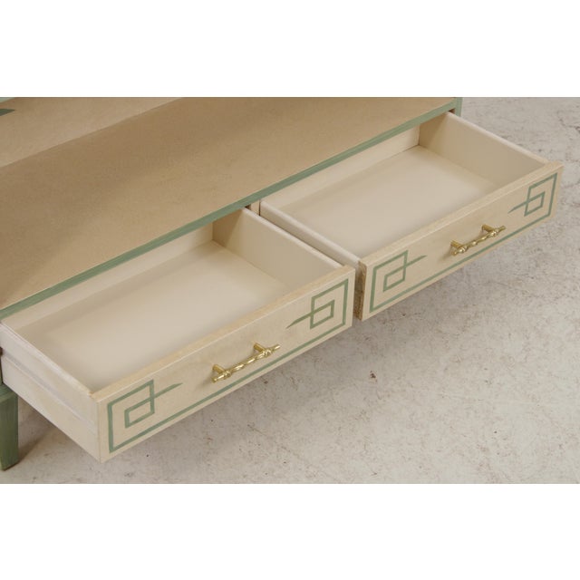 Pair Artist Signed Chinoiserie Style 2 Drawer Open Bookcases For Sale In Philadelphia - Image 6 of 18