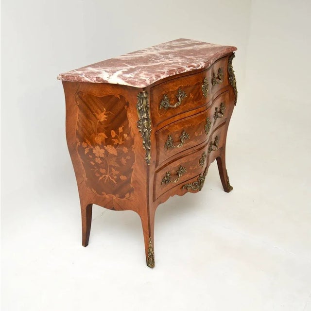 Antique French Marble Top Bombe Commode, 1890s For Sale - Image 3 of 11