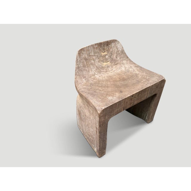 Andrianna Shamaris Sculptural Teak Wood Chair or Side Table For Sale - Image 4 of 6