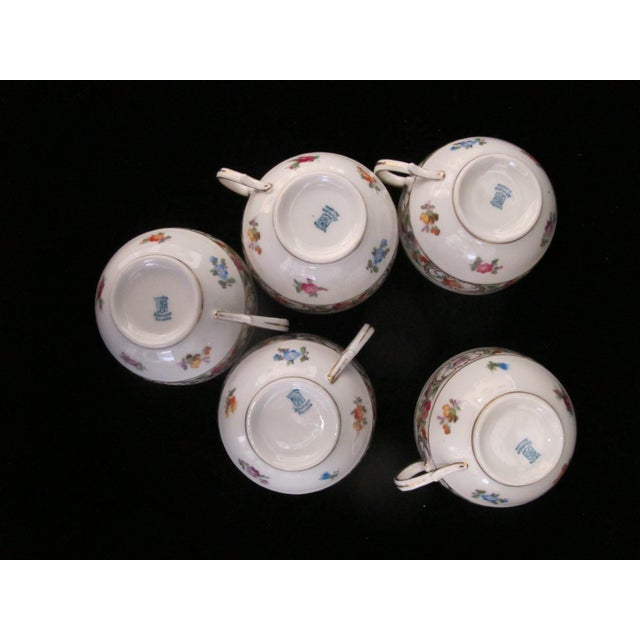 Dresden Schumann Bavaria Chateau Flower Cup & Reticulated Saucer Set of 5 For Sale - Image 12 of 13