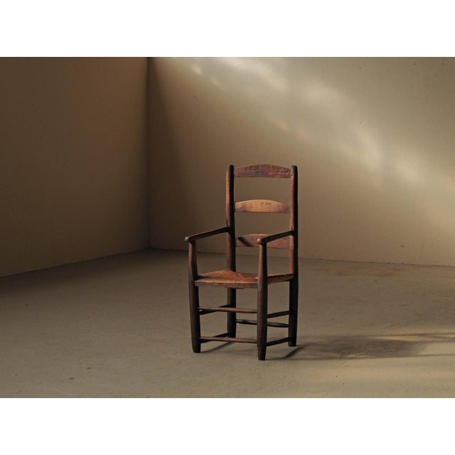 19th Century Folk French Armchair in Wood and Rush, 1890s For Sale - Image 4 of 17