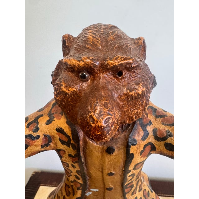Plastic Late 20th Century Bill Huebbe Signed Monkey Double-Arm Table Lamp With Leopard Coat For Sale - Image 7 of 11