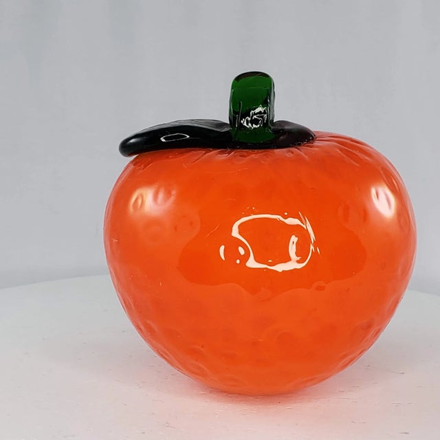 Late 20th Century Art Glass Orange Citrus Fruit Fake Faux Home Decor Paper Weight For Sale - Image 5 of 7