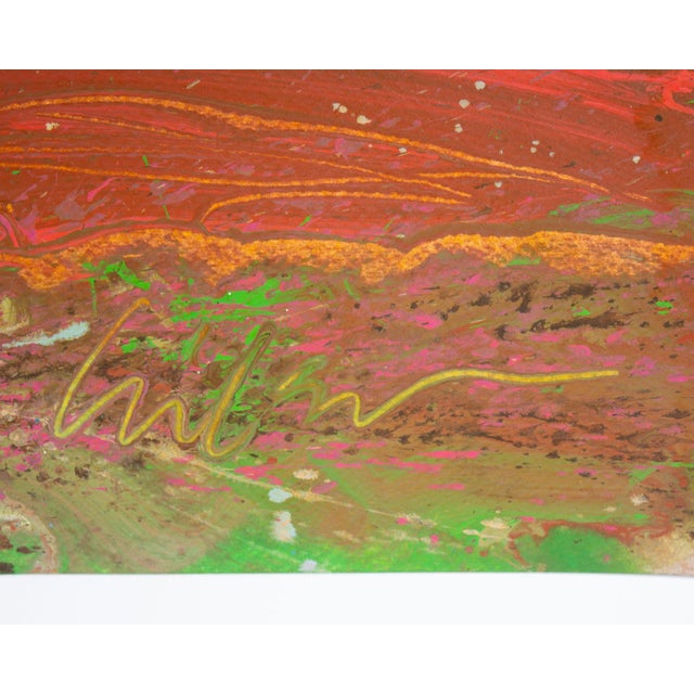 Plastic Signed 1980s “s.w.” Acrylic on Paper Landscape Painting by Harry Hilson For Sale - Image 7 of 8