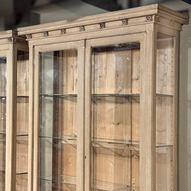 Early 20th Century Pair of Monumental Stripped Gothic Revival Solid Oak Display Bookcases For Sale - Image 5 of 18