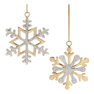 Jeweled Metal Snowflake Ornament (Set of 2) For Sale