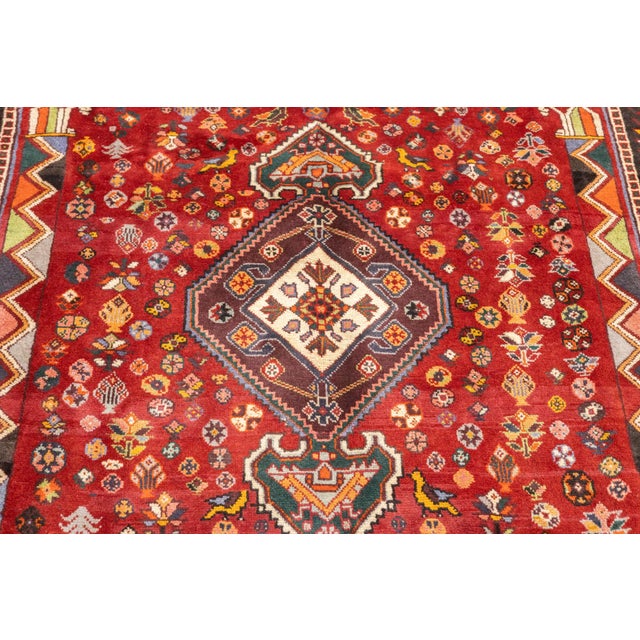 Vintage Hand-Knotted Persian Qashqai Rug 5'9" X 8'6" For Sale - Image 14 of 18