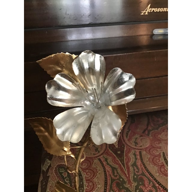 Italian Gold Gilt and Silver Italian Floral Metal Wall Art For Sale - Image 3 of 11