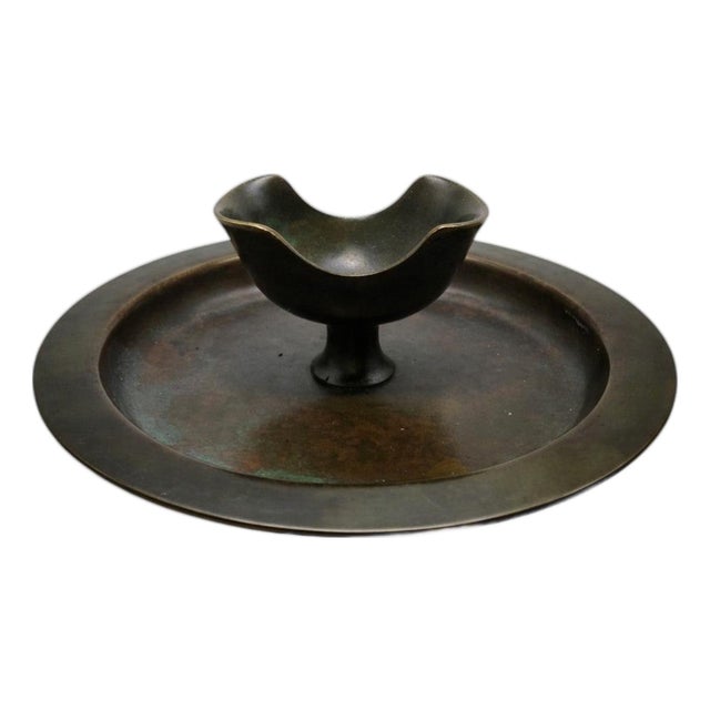 Swedish Art Deco Bronze Dish with Raised Bowl from GAB, 1930s For Sale
