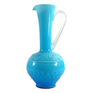 Italian Blue Glass Vase from Empoli, 1960s For Sale