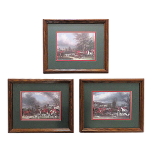 Set of 3 English Fox Hunting Scenes Framed Prints