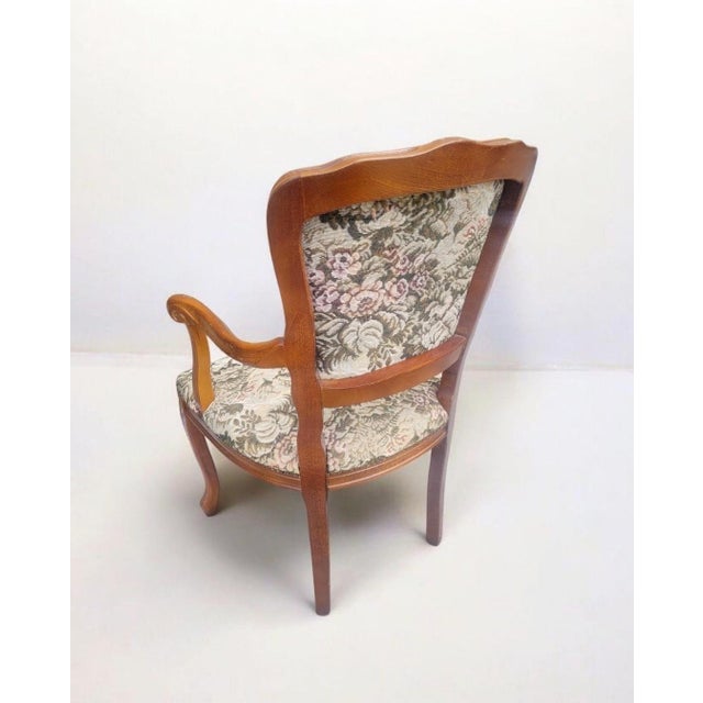 Louis XV French Provincial Carved Walnut Armchairs with Floral Upholstery, 1870s, Set of 2 For Sale - Image 4 of 9