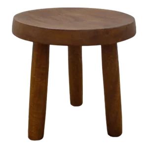 Wooden Handcrafted Mid Century Small Solid Wood Brown Milking Stool